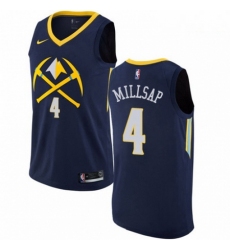 Mens Nike Denver Nuggets 4 Paul Millsap Authentic Navy Blue NBA Jersey City Edition 