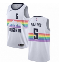 Mens Nike Denver Nuggets 5 Will Barton Swingman White NBA Jersey City Edition