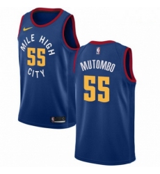 Mens Nike Denver Nuggets 55 Dikembe Mutombo Authentic Light Blue Alternate NBA Jersey Statement Edition