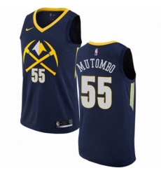Mens Nike Denver Nuggets 55 Dikembe Mutombo Swingman Navy Blue NBA Jersey City Edition