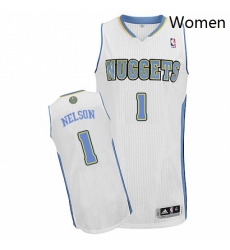Womens Adidas Denver Nuggets 1 Jameer Nelson Authentic White Home NBA Jersey 