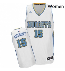 Womens Adidas Denver Nuggets 15 Carmelo Anthony Swingman White Home NBA Jersey