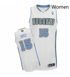Womens Adidas Denver Nuggets 15 Nikola Jokic Authentic White Home NBA Jersey