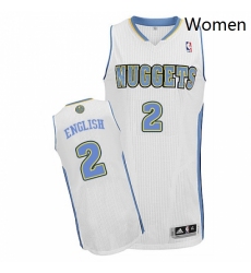 Womens Adidas Denver Nuggets 2 Alex English Authentic White Home NBA Jersey