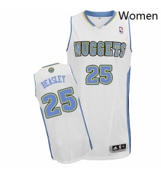 Womens Adidas Denver Nuggets 25 Malik Beasley Authentic White Home NBA Jersey