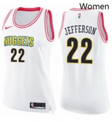 Womens Nike Denver Nuggets 22 Richard Jefferson Swingman WhitePink Fashion NBA Jersey 