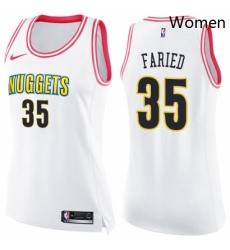 Womens Nike Denver Nuggets 35 Kenneth Faried Swingman WhitePink Fashion NBA Jersey