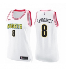 Womens Nike Denver Nuggets 8 Jarred Vanderbilt Swingman White Pink Fashion NBA Jerse