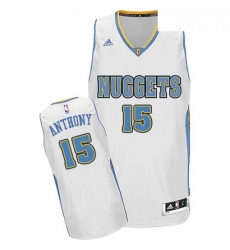 Youth Adidas Denver Nuggets 15 Carmelo Anthony Swingman White Home NBA Jersey