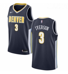 Youth Nike Denver Nuggets 3 Allen Iverson Swingman Navy Blue Road NBA Jersey Icon Edition