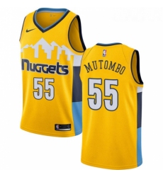 Youth Nike Denver Nuggets 55 Dikembe Mutombo Authentic Gold Alternate NBA Jersey Statement Edition