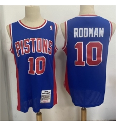 Men Detroit Pistons 10 Dennis Rodman Blue 1988 89 Hardwood Classics Jersey