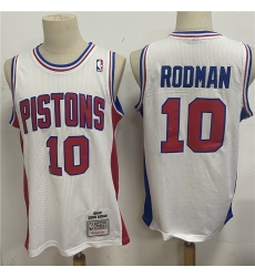 Men Detroit Pistons 10 Dennis Rodman White 1988 89 Hardwood Classics Jersey