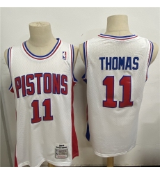 Men Detroit Pistons 11 Isiah Thomas White 1988 89 Hardwood Classics Jersey