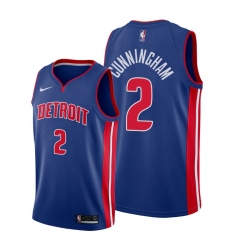 Men Detroit Pistons 2 Cade Cunningham Blue Jersey 2021 NBA Jersey