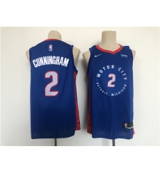 Men Detroit Pistons 2 Cade Cunningham Navy Stitched Basketball Jersey