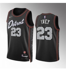 Men Detroit Pistons 23 Jaden Ivey Black 2023 24 City Edition Stitched Basketball Jersey