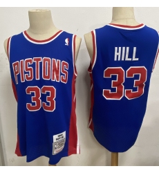 Men Detroit Pistons 33 Grant Hill Blue 1995 96 Hardwood Clas