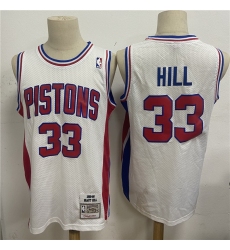 Men Detroit Pistons 33 Grant Hill White 1995 96 Hardwood Classics Jersey