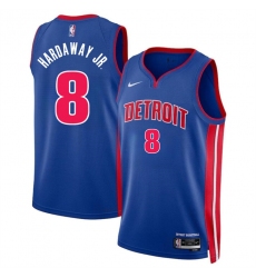Men Detroit Pistons 8 Tim Hardaway Jr Blue 2024 Icon Edition Stitched Jersey
