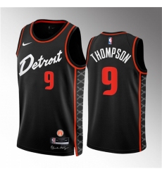 Men Detroit Pistons 9 Ausar Thompson Black 2023 24 City Edition Stitched Basketball Jersey