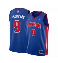 Men Detroit Pistons 9 Ausar Thompson Blue Icon Edition Stitched Basketball Jersey
