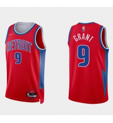 Men Detroit Pistons 9 Jerami Grant 75th Anniversary Red Stitched Jersey