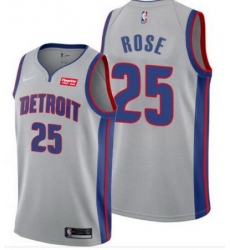 Men Detroit Pistons Nike Road Derick Rose 25 Statement Grey Jersey