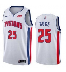 Men Detroit Pistons Nike Road Derick Rose 25 Swingman White Jersey