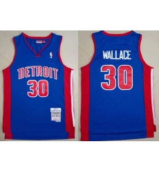 Men Detroit Pistons Rasheed Wallace #30 Blue Hardwood Classic Mitchell Ness Jersey