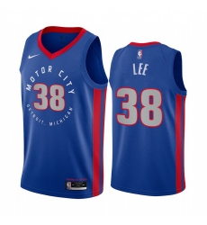 Men Nike Detroit Pistons 38 Saben Lee Blue NBA Swingman 2020 21 City Edition Jersey