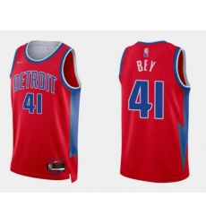 Men Nike Detroit Pistons 41 Saddiq Bey Red NBA Swingman 2020 21 City Edition Jersey