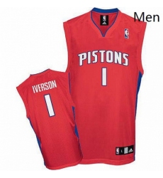 Mens Adidas Detroit Pistons 1 Allen Iverson Authentic Red NBA Jersey