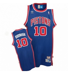 Mens Adidas Detroit Pistons 10 Dennis Rodman Swingman Blue Throwback NBA Jersey