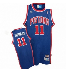 Mens Adidas Detroit Pistons 11 Isiah Thomas Authentic Blue Throwback NBA Jersey