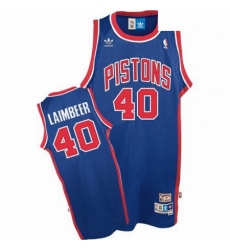 Mens Adidas Detroit Pistons 40 Bill Laimbeer Authentic Blue Throwback NBA Jersey