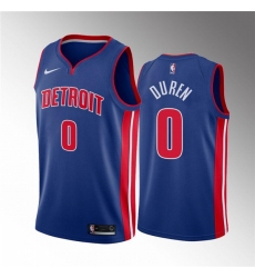 Men's Detroit Pistons #0 Jalen Duren 2020-21 Blue Icon Edition Stitched Jersey