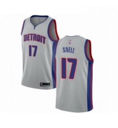 Mens Detroit Pistons 17 Tony Snell Authentic Silver Basketball Jersey Statement Edition 