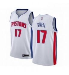 Mens Detroit Pistons 17 Tony Snell Authentic White Basketball Jersey Association Edition 