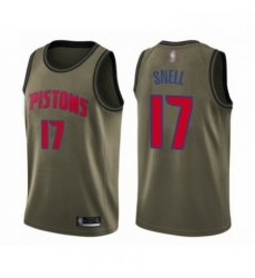 Mens Detroit Pistons 17 Tony Snell Swingman Green Salute to Service Basketball Jersey 