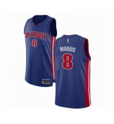 Mens Detroit Pistons 8 Markieff Morris Authentic Royal Blue Basketball Jersey Icon Edition 