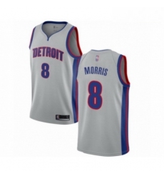 Mens Detroit Pistons 8 Markieff Morris Authentic Silver Basketball Jersey Statement Edition 