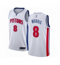 Mens Detroit Pistons 8 Markieff Morris Authentic White Basketball Jersey Association Edition 