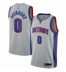 Mens Nike Detroit Pistons 0 Andre Drummond Authentic Silver NBA Jersey Statement Edition