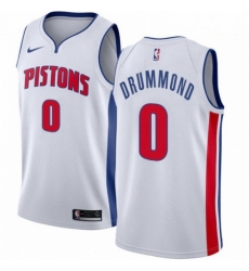 Mens Nike Detroit Pistons 0 Andre Drummond Swingman White Home NBA Jersey Association Edition