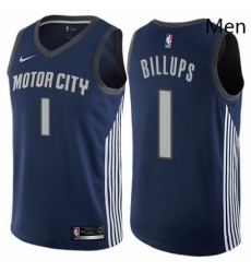 Mens Nike Detroit Pistons 1 Chauncey Billups Authentic Navy Blue NBA Jersey City Edition