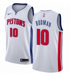 Mens Nike Detroit Pistons 10 Dennis Rodman Swingman White Home NBA Jersey Association Edition