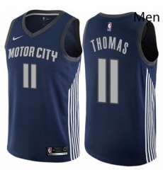 Mens Nike Detroit Pistons 11 Isiah Thomas Authentic Navy Blue NBA Jersey City Edition