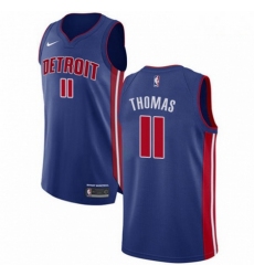 Mens Nike Detroit Pistons 11 Isiah Thomas Authentic Royal Blue Road NBA Jersey Icon Edition