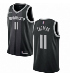 Mens Nike Detroit Pistons 11 Isiah Thomas Swingman Black NBA Jersey City Edition